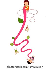 The view of children with rope 
