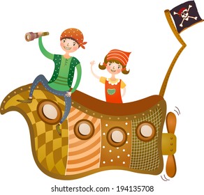 The view of children in the ship 