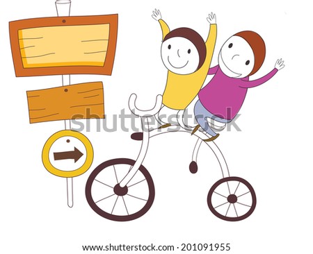 The view of children with sign 