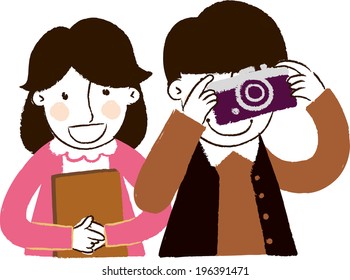 The view of children are taking a photo 
