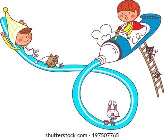 The view of children with tube 