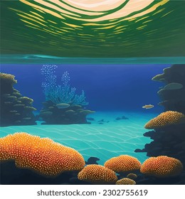 visión de la ilustración de los vectores de las acuarelas submarinas limpias