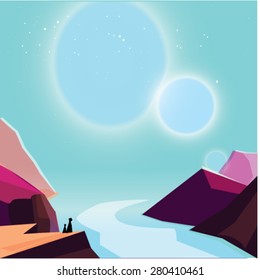 view from a cliff on a mountain cliff vector