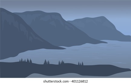 View Cliff Of Silhouette With Gray Backgrounds