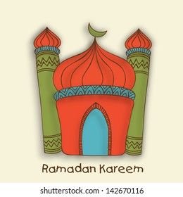 View of colorful mosque on abstract background for holy month of Muslim community Ramadan Kareem.