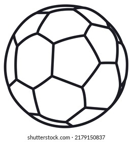 View of colorless soccer ball with bold outlines, ready to color it.