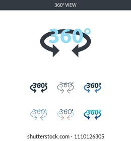 360° view concept all styles simple icon shape. Simple flat illustration. 360° view concept symbol line design from Augmented reality set. Can be used for web UI/UX