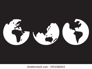 Vista de los continentes desde diferentes perspectivas del planeta Tierra