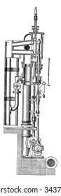Ansicht des Auslösemechanismus Correy, gravierte Vintage-Illustration. Industrielle Enzyklopädie E.-O. Lami - 1875.