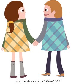 The view of couple are holding a hand 