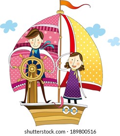 The view of couple on the boat 