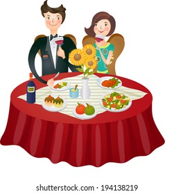 The view of couple at table 