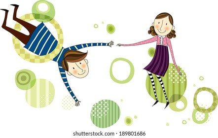 The view of couple is trying to hold a hand 
