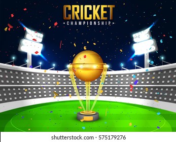 View Cricket Stadium Night Background Golden Stock Vector (Royalty Free ...