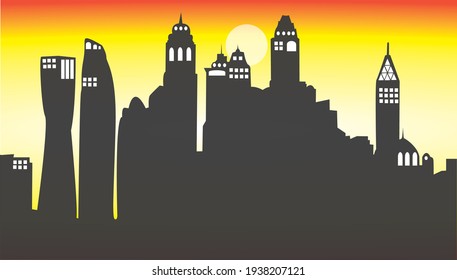 Vista de la ciudad concurrida por la noche