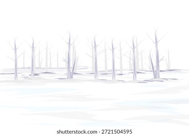 vista de uma floresta decídua em um inverno nevado