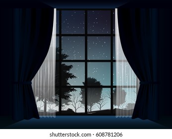 view of deep forest at night in room