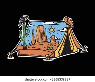 view of the desert in the tent