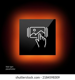 View digital photos line icon. Hand, swipe, viewer, picture, image, landscape, index finger, flip through. Technology concept. Glassmorphism style. Vector line icon for Business and Advertising.