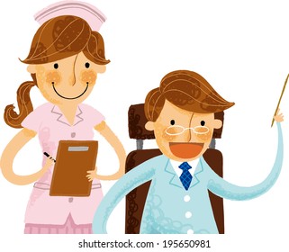 Die Ansicht von Arzt und Krankenschwester 