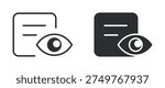View document icon set, file with eye visibility preview symbol, in outline and solid silhouette style. Vector illustration.