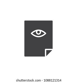 View Document vector icon. filled flat sign for mobile concept and web design. Paper page with Eye simple solid icon. Symbol, logo illustration. Pixel perfect vector graphics