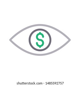 view dollar colour line vector icon