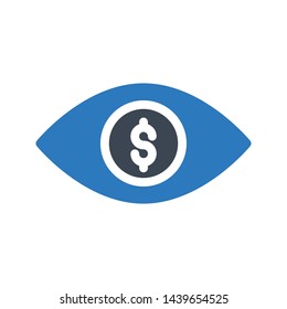 view dollar glyph color vector icon