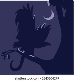 view of eagle on full moon ilustration art