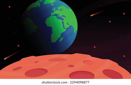 view of the earth from mars. red planet