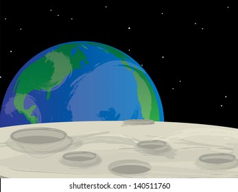 view of the Earth from the Moon surface