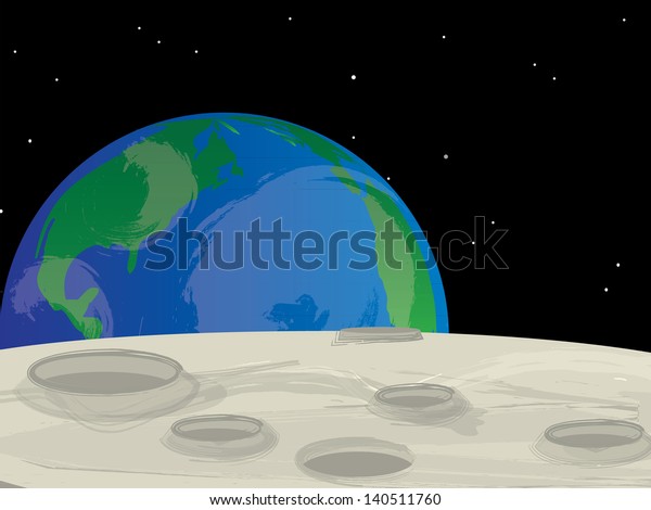 view of the Earth from\
the Moon surface