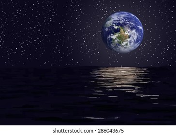 View of the earth from outer space vector illustration.Elements of this vector furnished by NASA