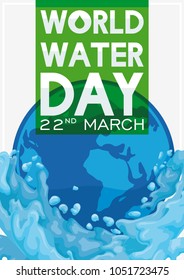 View of Earth planet with fresh water, promoting the conservation and care of this vital resource in World Water Day in March 22.