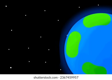 View of the earth and stars seen from space.
