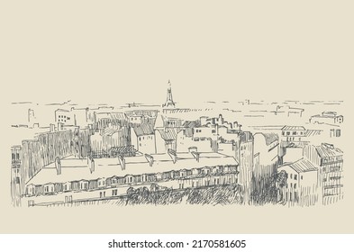 View of the Eiffel Tower from the window of a Parisian hous