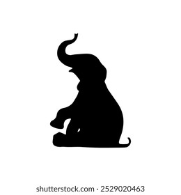 View of elephant silhouette on white background
