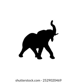 View of elephant silhouette on white background