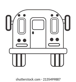 View of the entire back of the  school bus, isolated on a white background. Flat vector illustration.