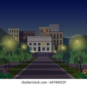 view from the evening city park