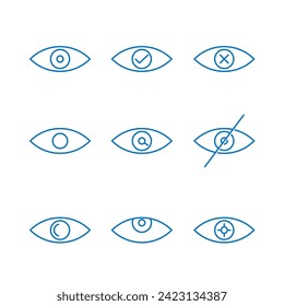 View and eye icon line vector. Trendy outline symbols for mobile apps and website design