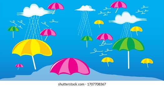 Vista de caída de lluvia echada en una luz azul