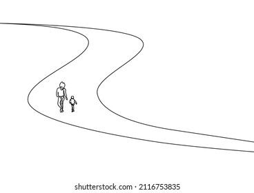 view of family members walking happily on the road