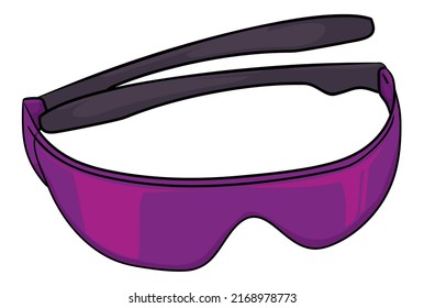 View Of Fancy Purple Sunglasses With Sports Design In Cartoon Style And White Background.