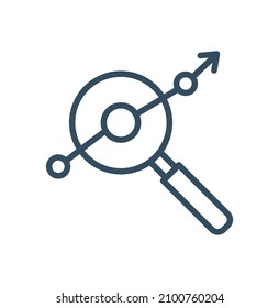 View financial analytics or metrics research icon for web, mobile and infographics. Vector dark grey icon isolated on light white background.