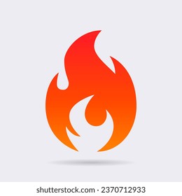 View of a fire icon isolated on a white background