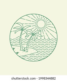 view of florida keys in mono line art, patch badge design, emblem design, T-Shirt Design