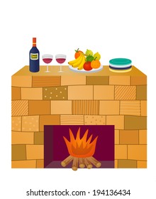 The view of foods on the chimney piece 