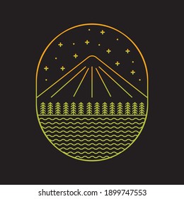 A VIEW OF FUJI MOUNTAIN IN MONO LINE DESIGN