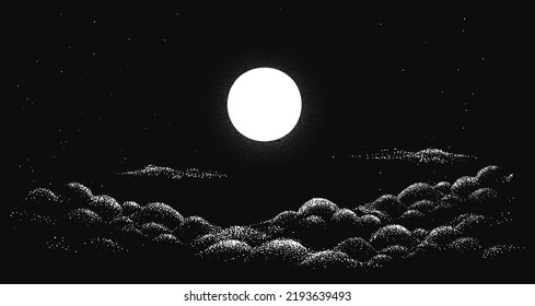 View to full moon in the night